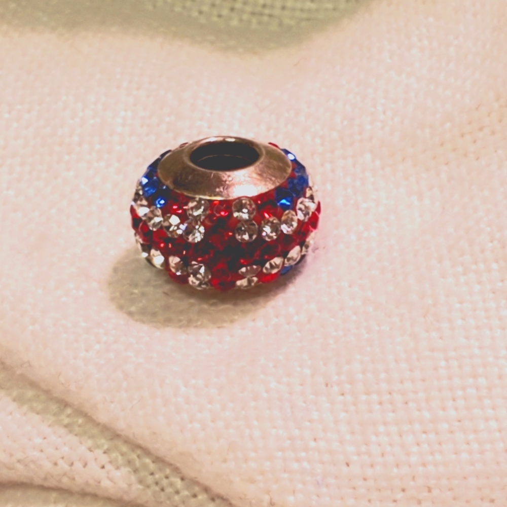 Queenberry 925 Sterling Pandora Like Bead UK Flag Union Jack Crystals So…